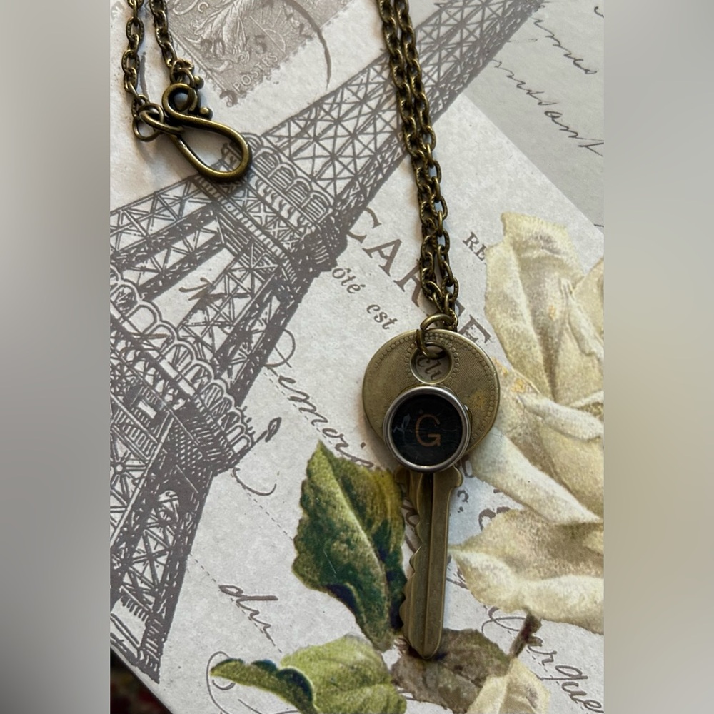 Vintage Repurposed Typewriter Button and Key Necklace